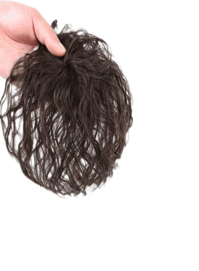 Zhuluck Brown Curly Hair Topper Replacement Fluffy Hairpiece Seamless Clip in Top Wiglet, Wig Pieces for Top of Head for Women Thin, Extensions, Wigs and Accessories - Image 1